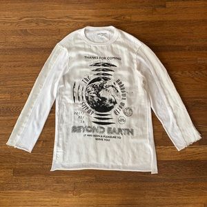 Men’s White True Religion Cotton Silk Long Sleeve Tee Shirt